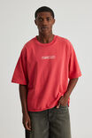 Half Half Boxy Cropped Graphic Tshirt, HH WASHED VARSITY RED/CHAINED UP - alternate image 3