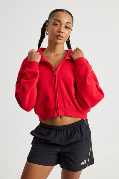 Harper Zip Through Hoodie, POSTBOX RED