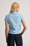 Short Sleeve Fitted Polo, ALBA STRIPE/AIRY BLUE - alternate image 3