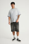 Notion Baggy Denim Short, SMOKEY GREY/RAW EDGE APPLIQUE - example image 2
