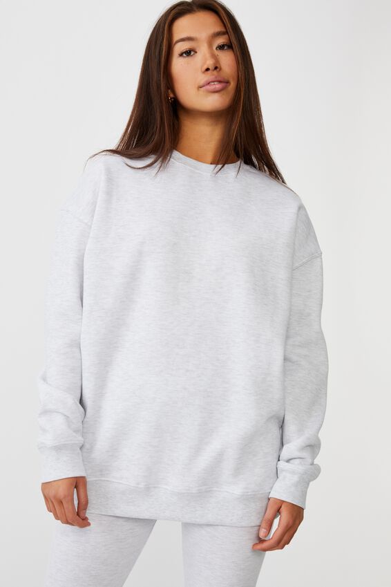 Oversized Crew Neck Sweater, SILVER MARLE