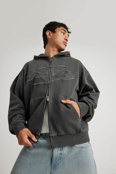 Notion Zip Thru Hoodie, NTN WASHED BLACK/NTN LOGO