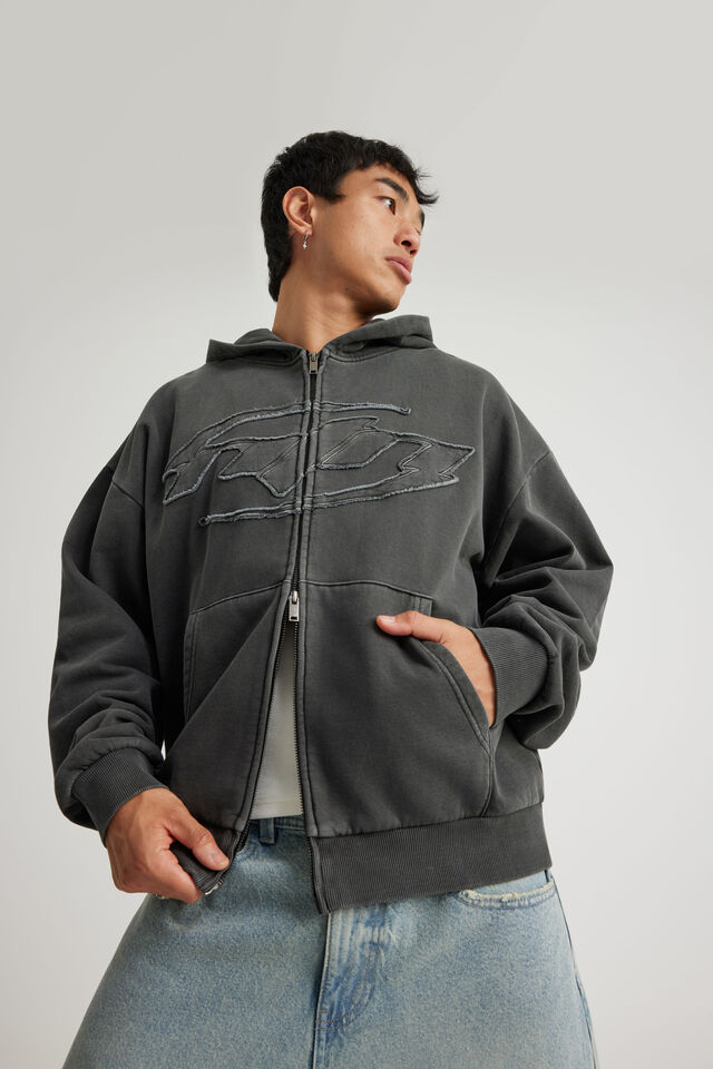 Notion Zip Thru Hoodie, NTN WASHED BLACK/NTN LOGO