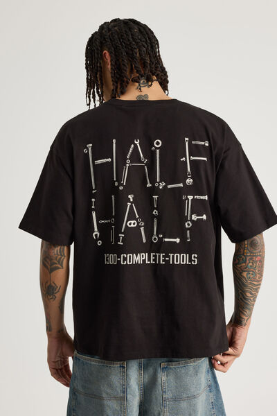 Half Half Box Fit Graphic T Shirt, HH BLACK/THAT HALF HALF BRAND