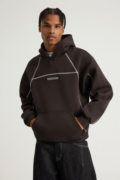 Half Half Hoodie, HH CHOC NOIR/PANEL