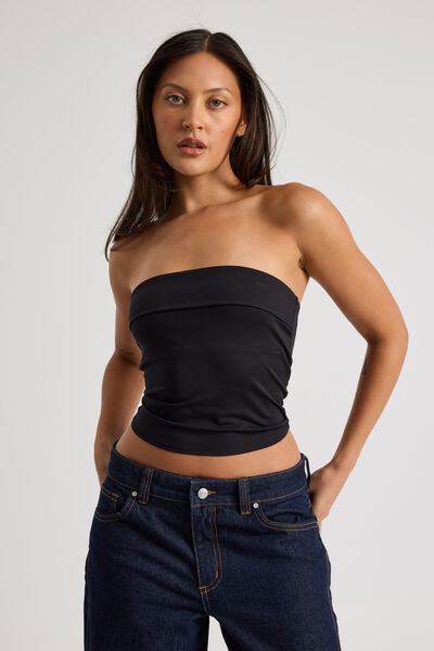 River Fold Back Bandeau, BLACK