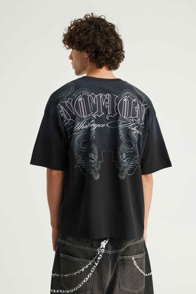 Notion Vintage Graphic Tshirt, NTN WASHED BLACK/SYMMETRICAL DRAGONS