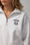 Slouchy Graphic Qtr Zip, SILVER MARLE/NYC - alternate image 4