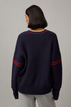 Billie Oversized Stripe Knit Jumper, NAVY/RED - alternate image 3