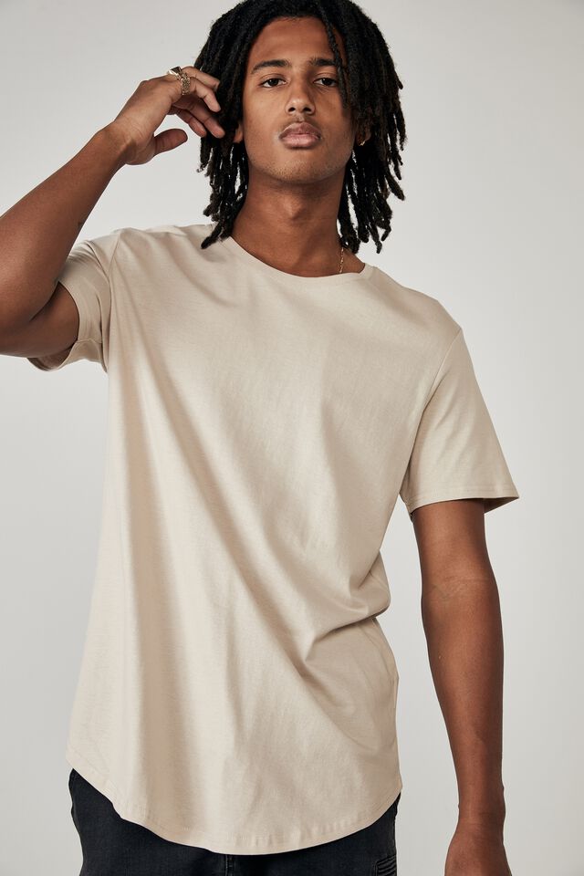 Curved T Shirt, BEIGE