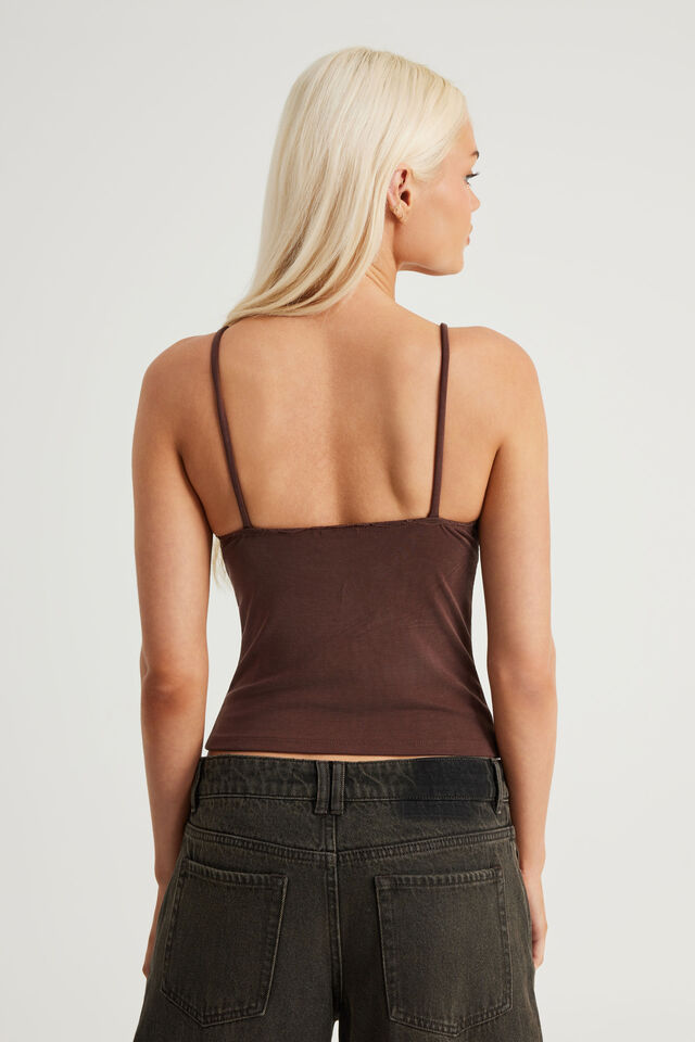 V Neck Cami, BROWN SUGAR