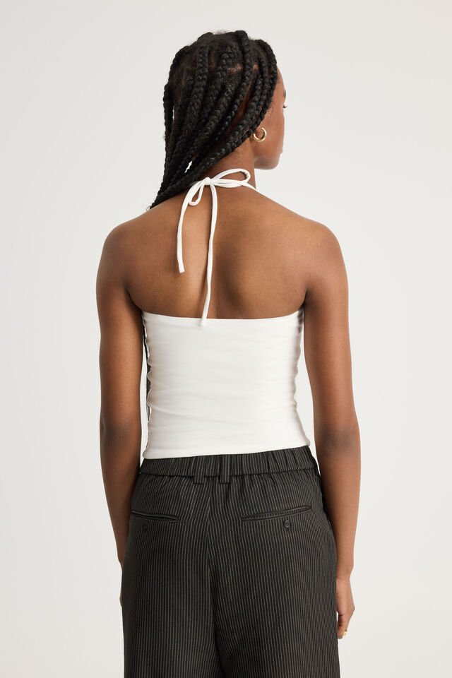 Ruched Front Bandeau Halter, CLOUD