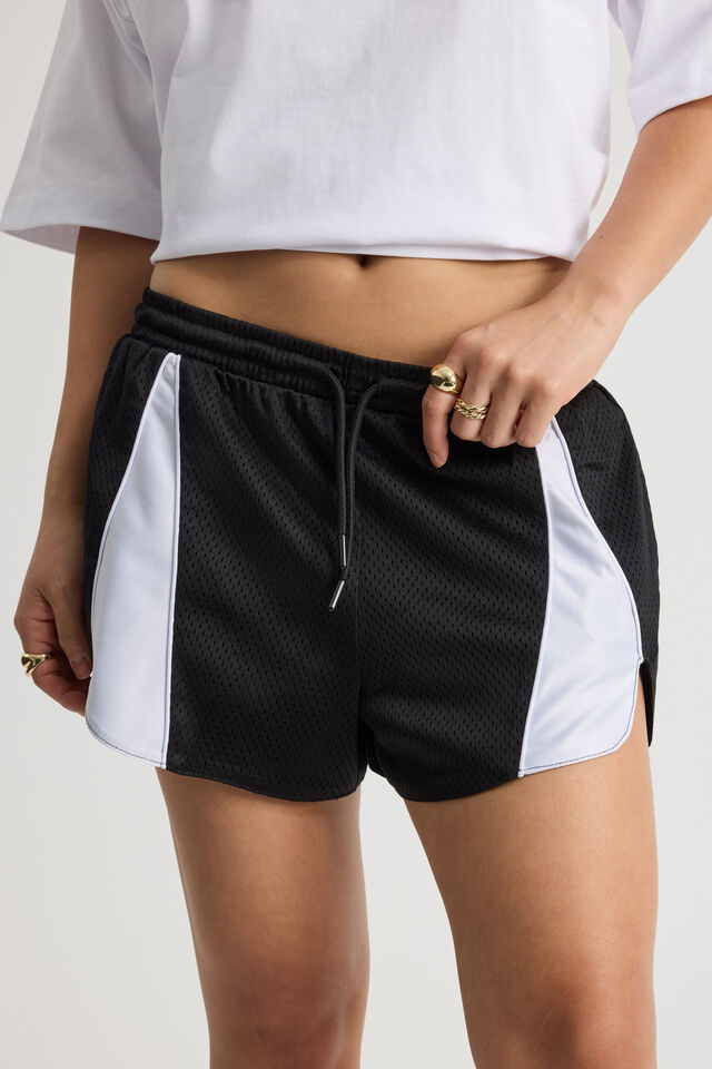 Panelled Basketball Short, BLACK_WHITE