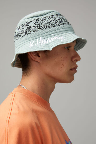Lcn Keith Haring Knit Bucket Hat, SAGE GREEN