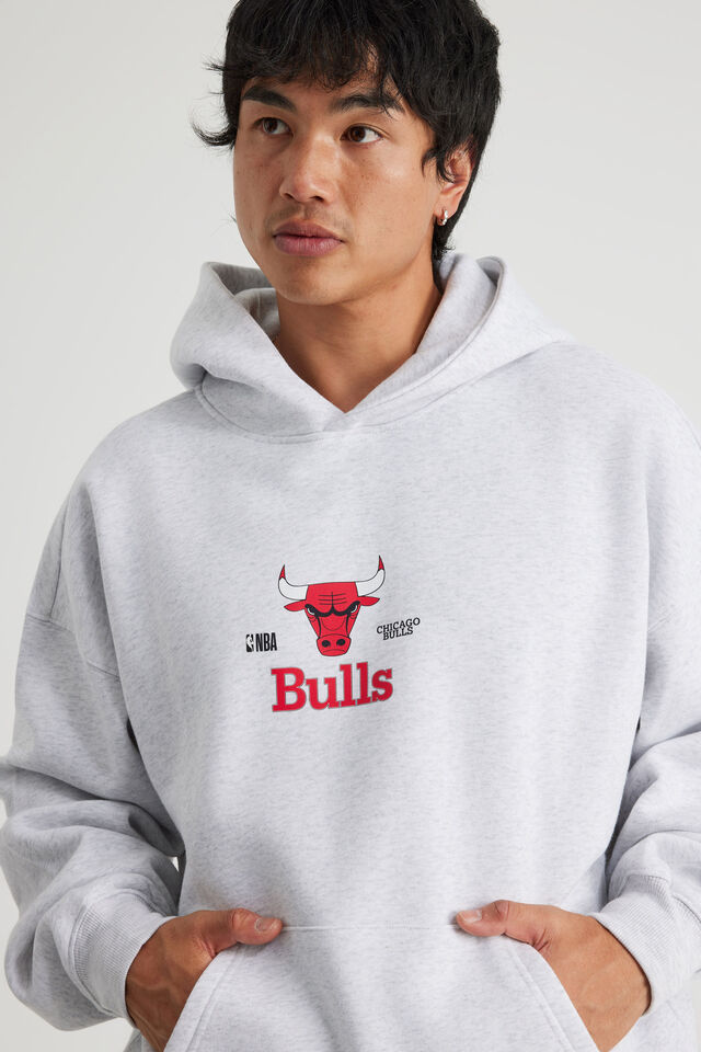 Nba Hoodie, LCN NBA SILVER MARLE/BULLS RED SUPERSCRIPT