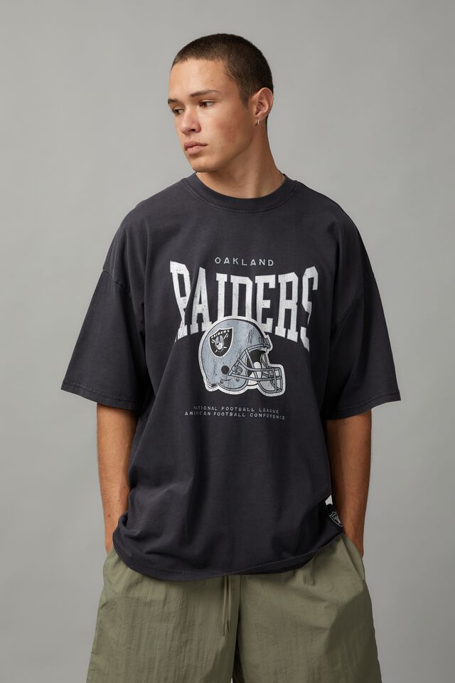 Oversized Nfl T Shirt, LCN NFL WASHED BLACK/RAIDERS HELMET