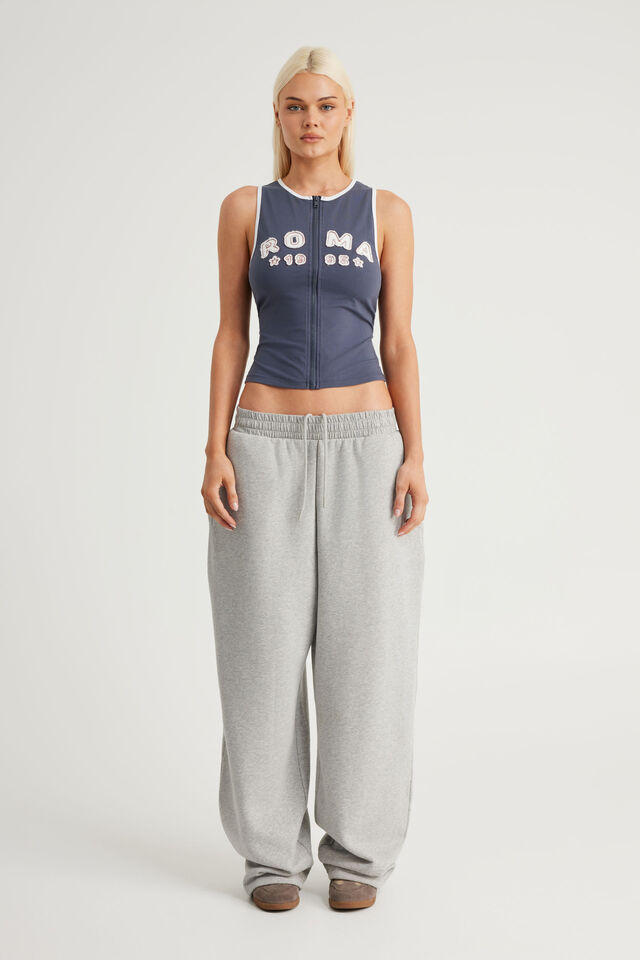 Panelled Zip Through Tank, ORION BLUE/ROMA