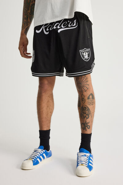 Nfl Basketball Short, LCN NFL BLACK/RAIDERS STRIPE HEM CLASSIC