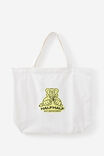 Half Half Large Tote Bag, HH WHITE W YELLOW BEAR LOGO - alternate image 1