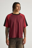 Notion Boxy Cropped Raglan Tshirt, NTN WASHED TUSCAN RED/ BORDEAUX NOTION BADGE - alternate image 1