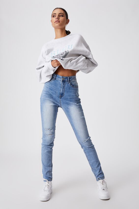The Skinny High Rise Jean, DISTRESSED BLUE