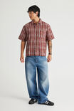 Half Half Short Sleeve Shirt, HH MERLOT CHECK - alternate image 2