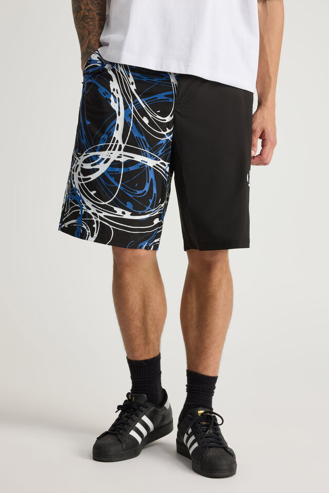 Half Half Classic Boardshort, BLACK/ZEITGEIST SCRIBBLE