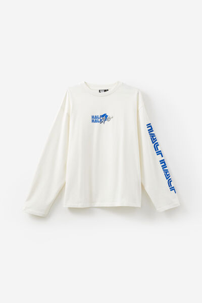 Sonic X Half Half Heavyweight Long Sleeve Tshirt, LCN SEG CLOUD/SONIC HALF HALF