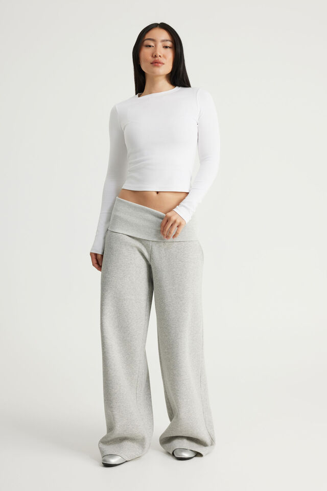 Wide Waistband Trackpant, GREY MARLE