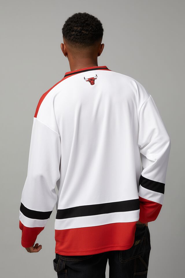 Long Sleeve V Neck Jersey, LCN NBA WHITE/CHICAGO BULLS