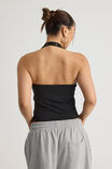 Scoop Neck Halter Top, WASHED BLACK - alternate image 3