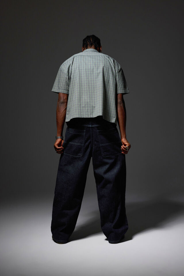 Half Half El Grande Baggy Jean, PLEATED DARK RAW