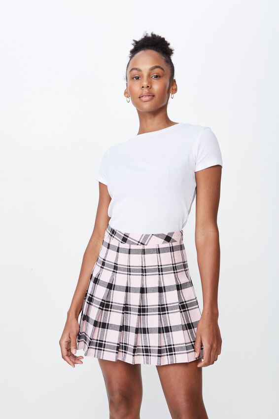 Pleated Skirt, DAHLIA CHECK PINK