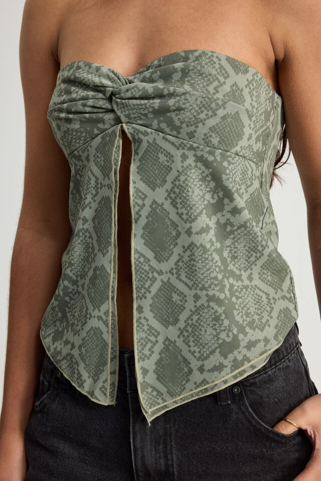 Knot Front Split Bandeau, SNAKE SKIN