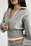 Authentics Shrunken Zip Through Hoodie, GREY MARLE - example image 4
