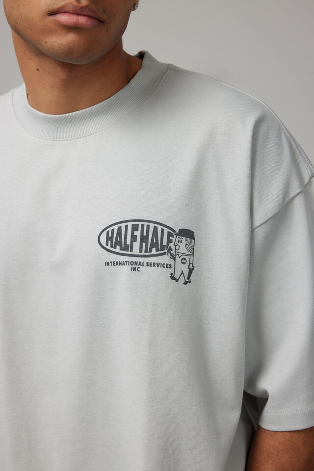 Heavy Weight Box Fit Graphic Tshirt, HH ICICLE/HALF HALF HANDY MAN