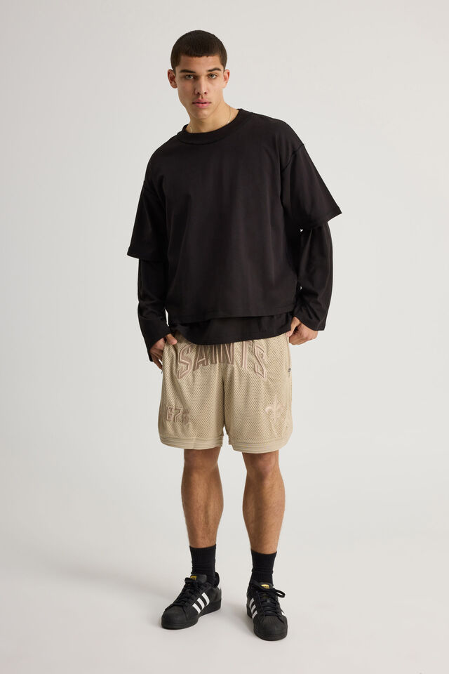 Nfl Basketball Short, LCN NFL BEIGE/SAINTS SHADOW