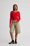 Lena Cable Knit V Neck Sweater, POSTBOX RED/CHERRRY - alternate image 2