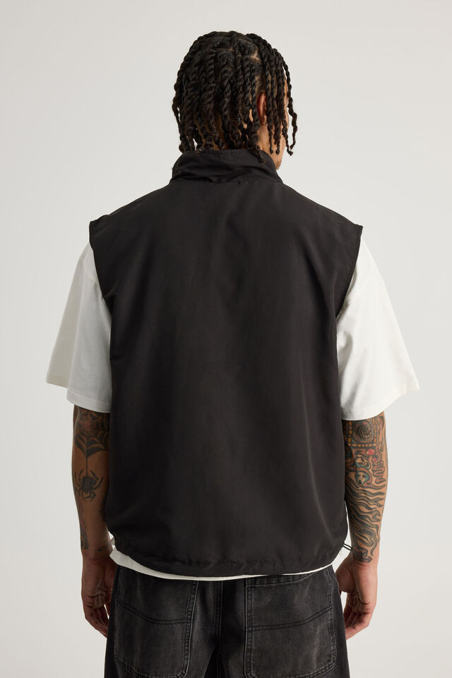 Half Half Reversible Vest, BLACK