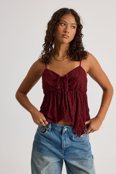 Jamie Lace Cami, CHERRY LACQUER