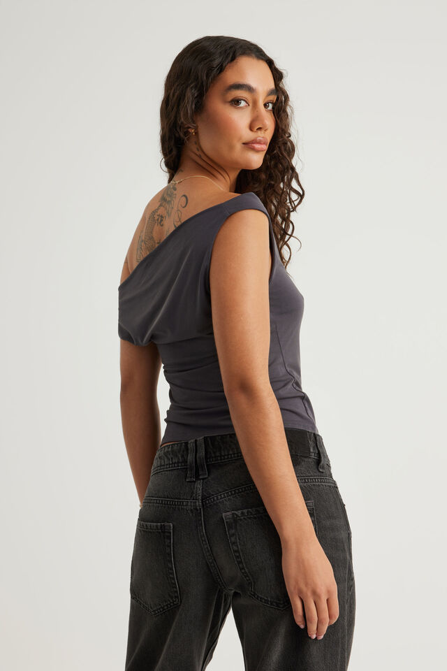 Soft Washed Off Shoulder Top, PHANTOM