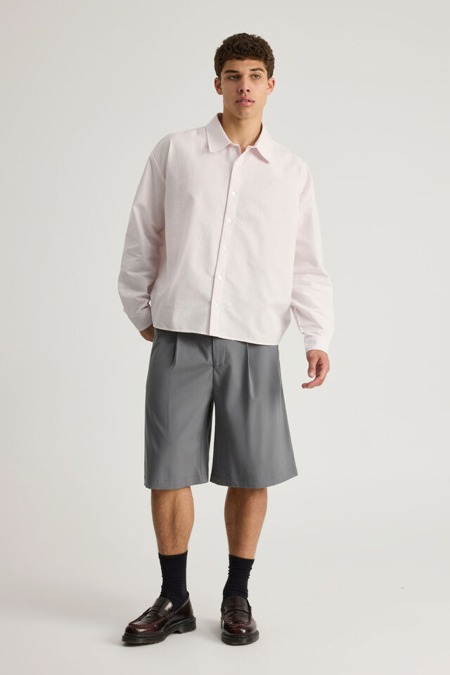 Open Gallery Boxy Cropped Long Sleeve Shirt, OG ICE PINK PINSTRIPE/EVERYDAY