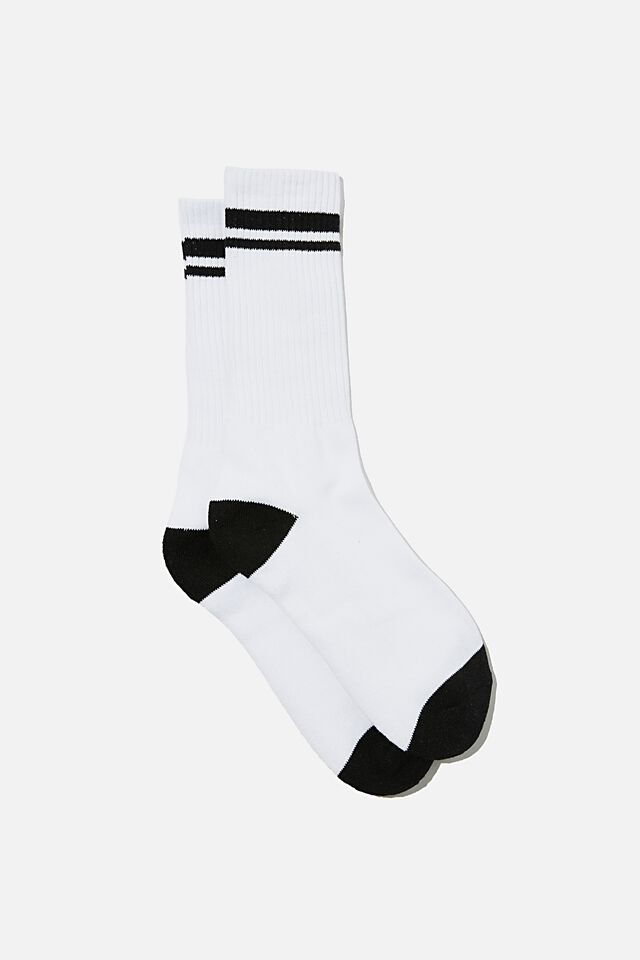 Retro Ribbed Socks, WHITE BLACK STRIPE