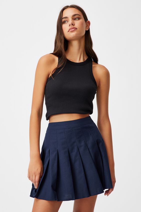 Pleated Skirt, NAVY
