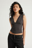 Soft Washed V Neck Top, PHANTOM - example image 1