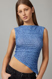 Olivia Mesh Asymmetric Hem Top, BLUE LEOPARD - alternate image 4