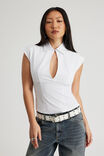 Keyhole Fitted Top, WHITE - alternate image 1