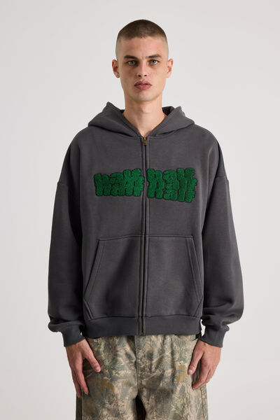 Half Half Zip Thru Hoodie, HH SLATE/HALF SHUFFLE