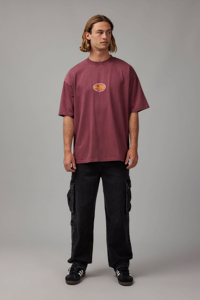 Heavy Weight Box Fit Graphic Tshirt, HH WASHED BORDEAUX/COUNTRY CLUB