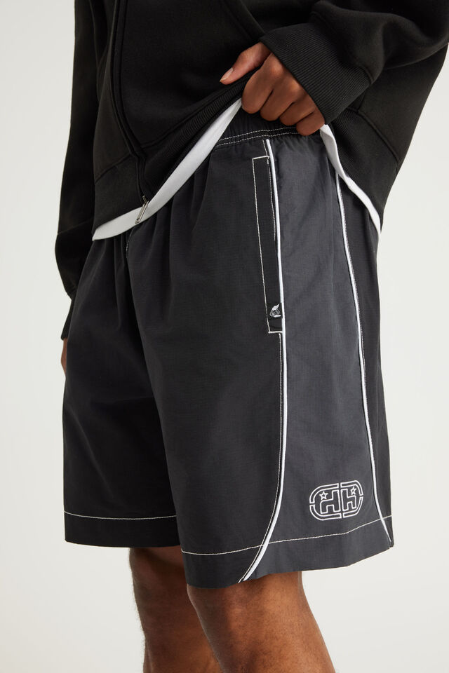Half Half Pull On Short, BLACK/PIPING